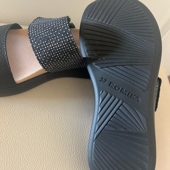 Romika Borneo Women's Blingy Black Strappy Comfortable Sandals Size 37 - Picture 10 of 12